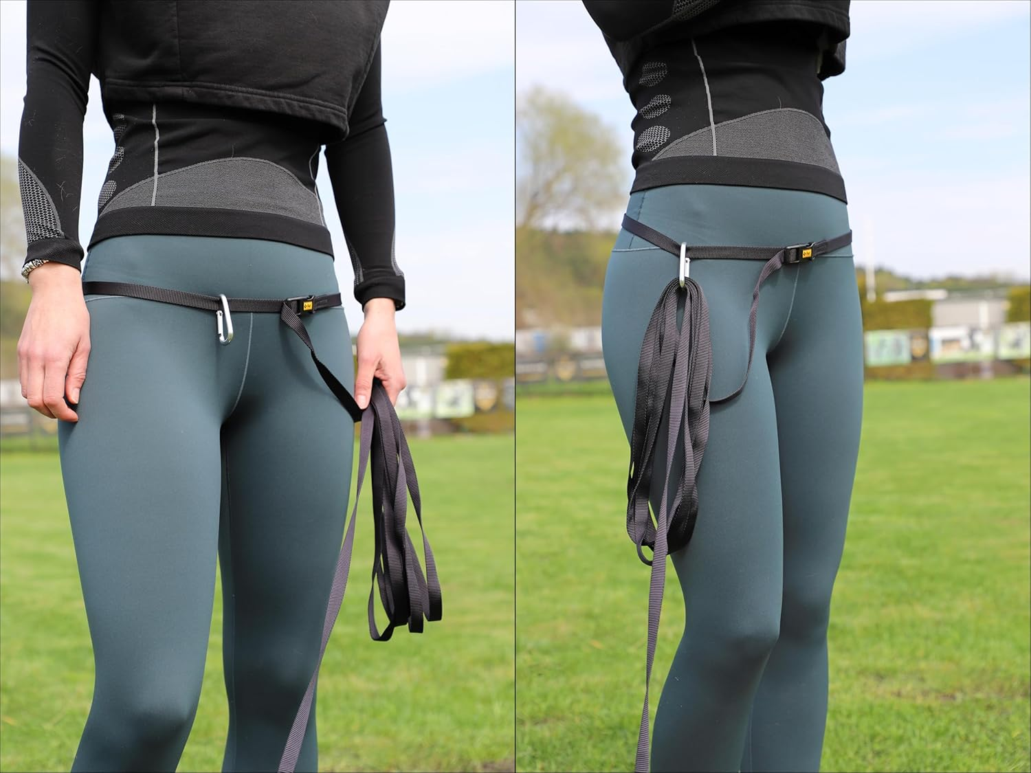 DINGO Dog Walking Belt with Shock Absorber, Large Carabiner for Excess of the Rolled-Up Leash, 6 Meters Long Lead, Adjustable Waist Belt with Plastic Buckle, Universal Size, Black (99788) image number 1