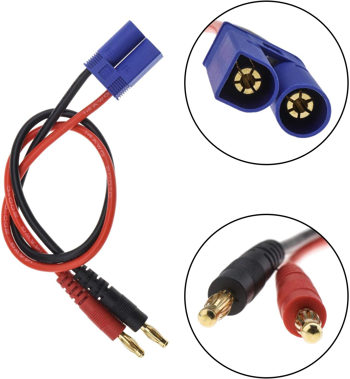 VGOL 2Pcs EC5 Plug to 4Mm Banana Charger Cable, Fit for RC Lipo Battery Charging - 12Inch(14Awg) image number 4