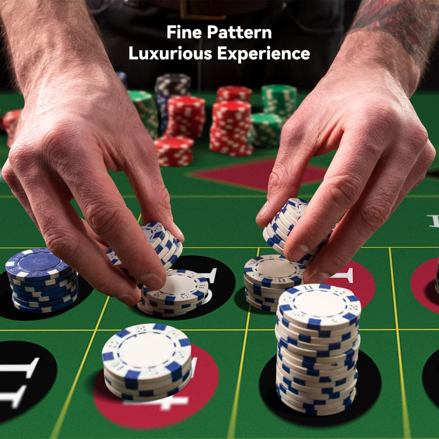 180 * 90Cm Poker Mat for Table with Carrying Bag, Professional Casino Blackjack Tabletop Layout Poker Table Mat (Baccarat B) image number 1