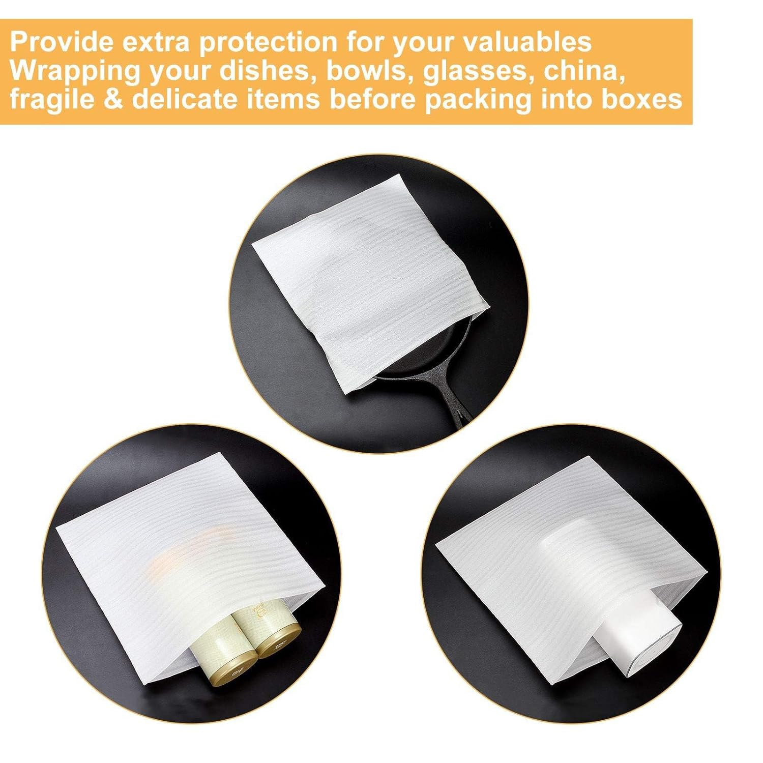 12 X 12 Inch Foam Pouches, 50 Count China Moving Supplies for Packing/Shipping Box, Cushion Foam Wrap Pouches Packing Cushioning Supplies for Protecting Dishes Porcelain Glasses Plates Fragile Items image number 5