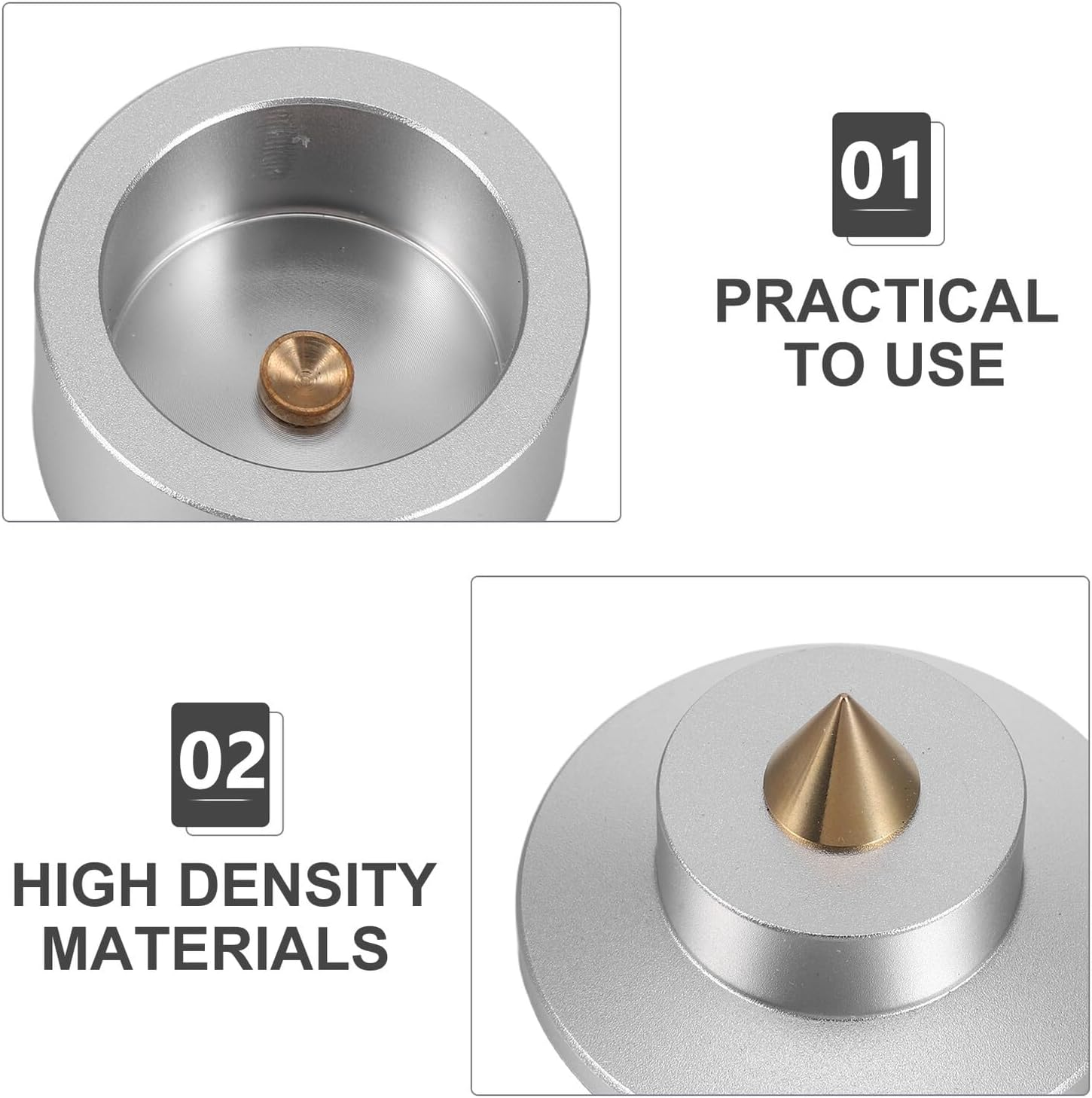 OATIPHO 4Pcs Silver Metal Speaker Isolation Pads with Anti-Vibration Speaker Stand Feet for Hifi Audio Systems Turntables and CD Players for Home Audio