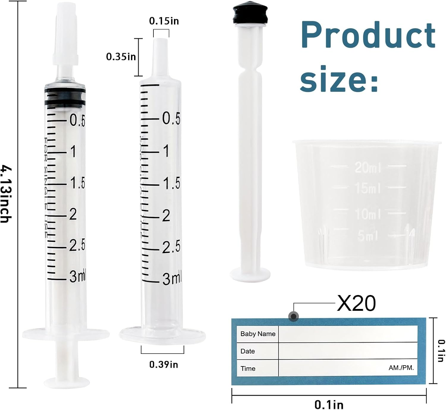 50 Colostrum Collector Sets Include 3Ml without Needle Colostrum Syringe with Cap, Sticker, Clear Ziplock Bag and a Measuring Cup image number 1