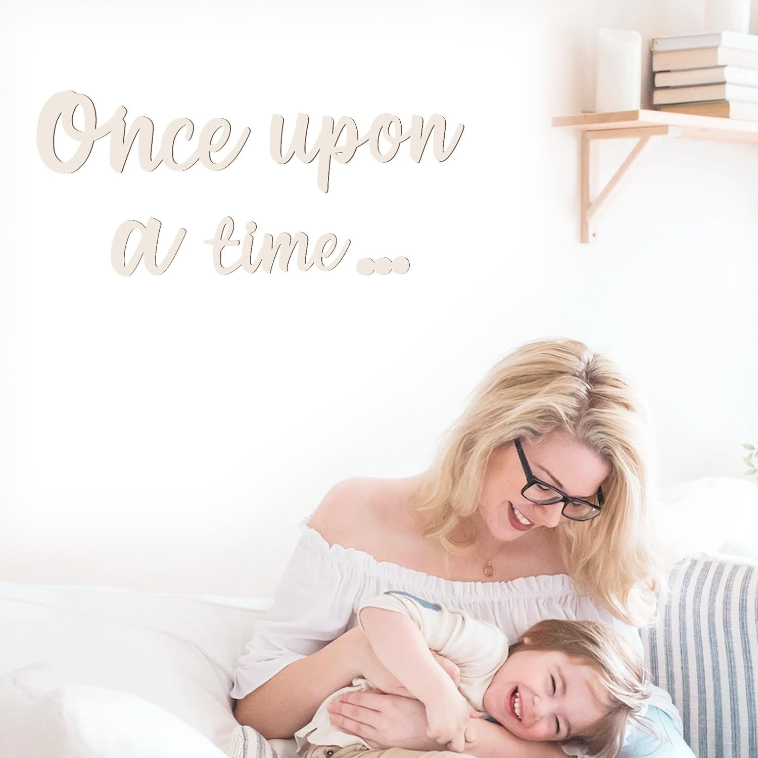 Once upon a Time Sign for Nursery, Wooden Once upon a Time Wall Decor Nursery Sign Wood Word Wall Decor Plaque for Reading Library Corner Nook Kids Room Bookshelf Home D&eacute;cor DIY Decoration image number 2