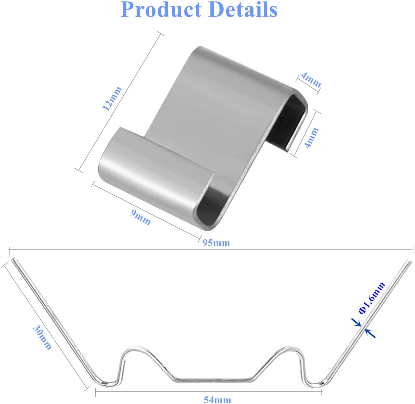 120Pcs Garden Greenhouse Glass Clips, Greenhouse Repair Kit (60Pcs W Wire Clips + 60Pcs Z Overlap Clips), Stainless Steel Greenhouse Window Clips, Glass Pane Fixings Clips, Glazing Clips. image number 2