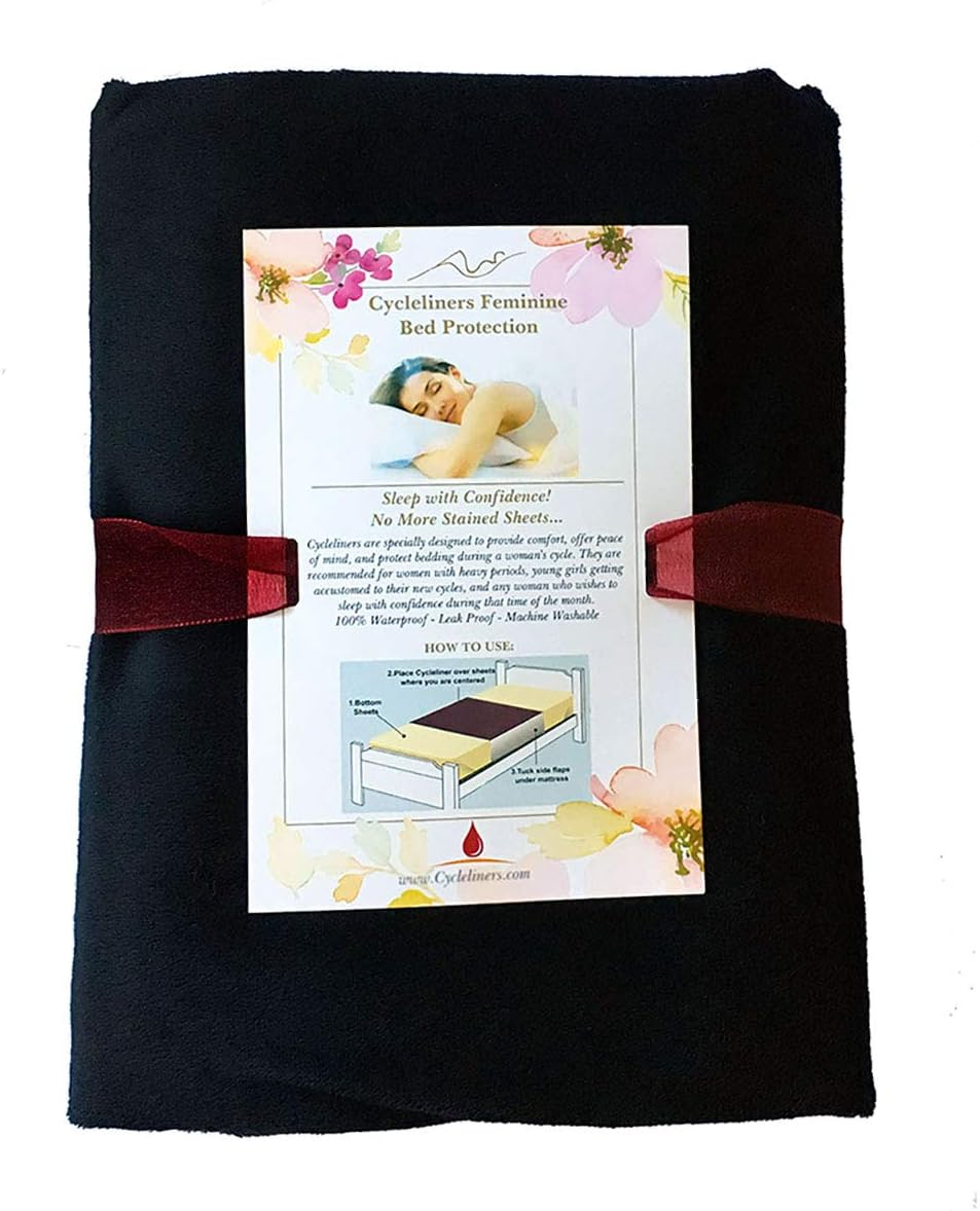 Cycleliners Period Bed Sheets Protector - Waterproof, Leakproof, Reusable, and Washable Menstrual Bed Pad (Queen, Black) image number 4