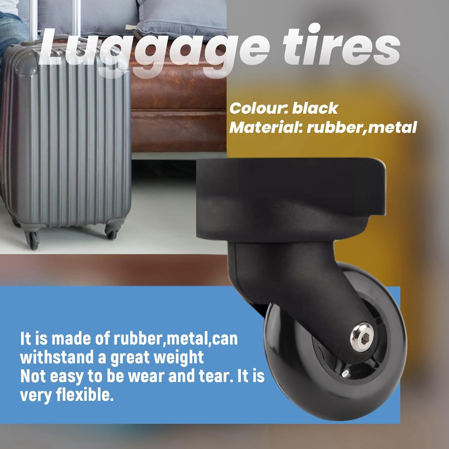 2 Set Luggage Suitcase Replacement Wheels OD 80Mm image number 5