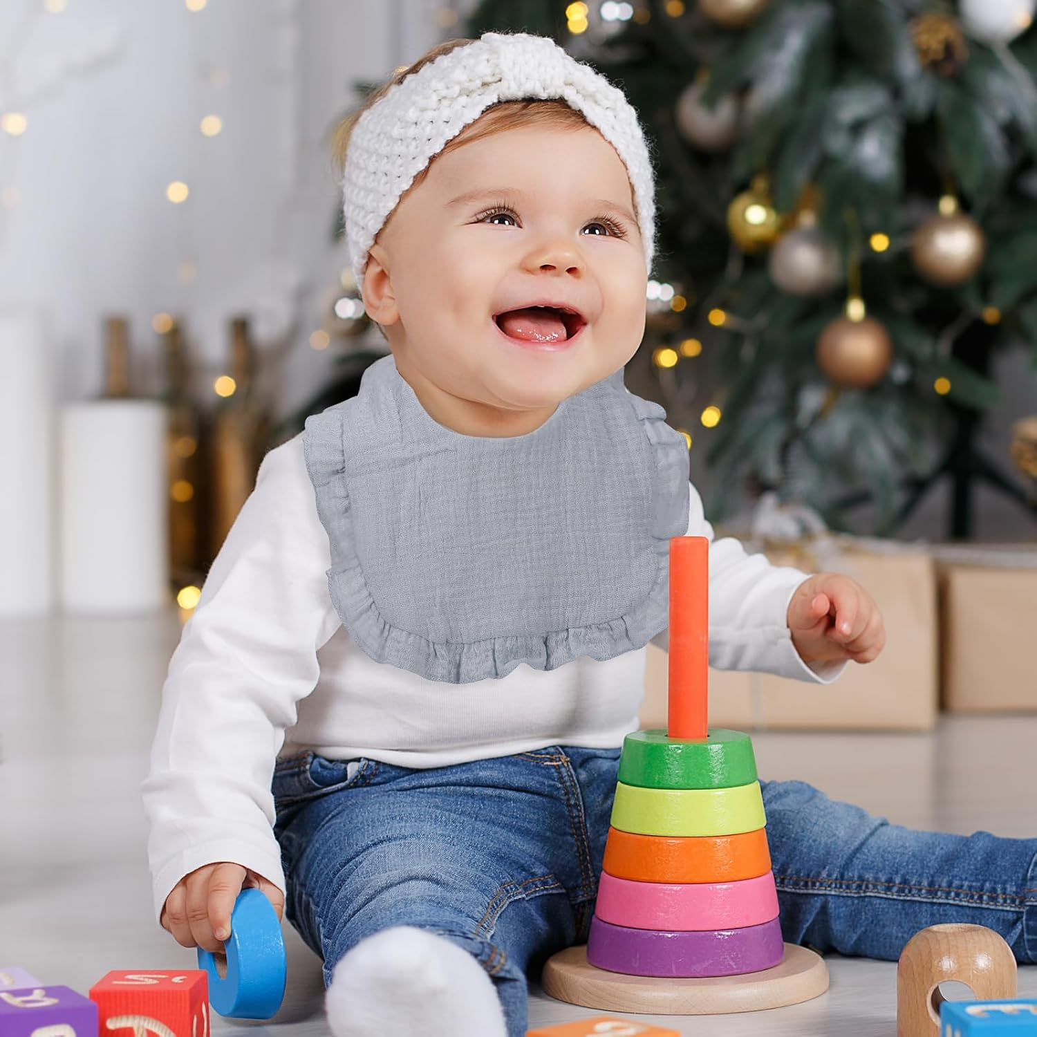 Baby Muslin Bibs Soft Cotton Doorling Bibs Adiustable Baby Bandana Bibs Teething Bibs for Boys and Girls image number 6