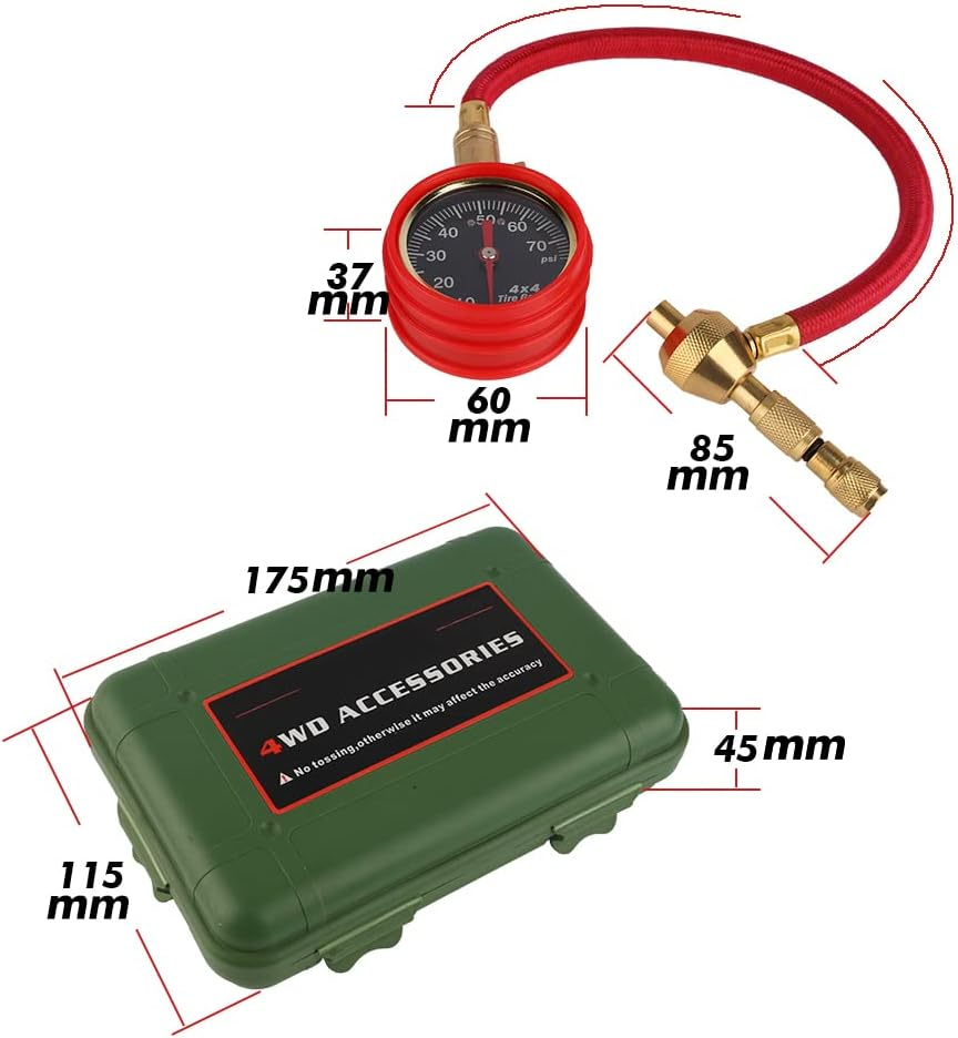 Tyre Pressure Gauge 4Wd Tyre Deflator Kit 0-75PSI 4X4 Air Deflators with Pressure Gauge Valve Tool for Automotive, Motorcycle, Bicycle, Truck, ATV, UTV image number 6