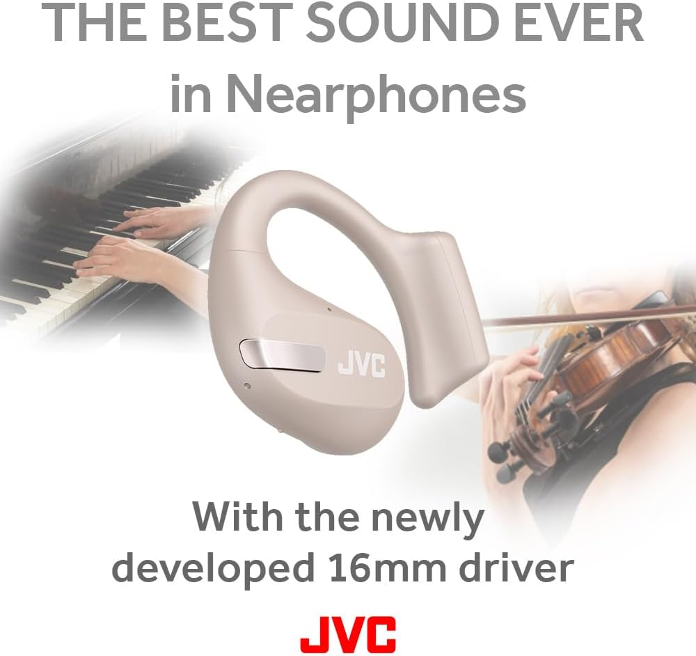 JVC Nearphones HA-NP50T-C, True Wireless Earbuds, Open Ear Design, Active Noise Reduction, Multi-Point, IPX4, Microphone Muting, 38 Hours Runtime, BT 5.3, Sand Beige image number 4