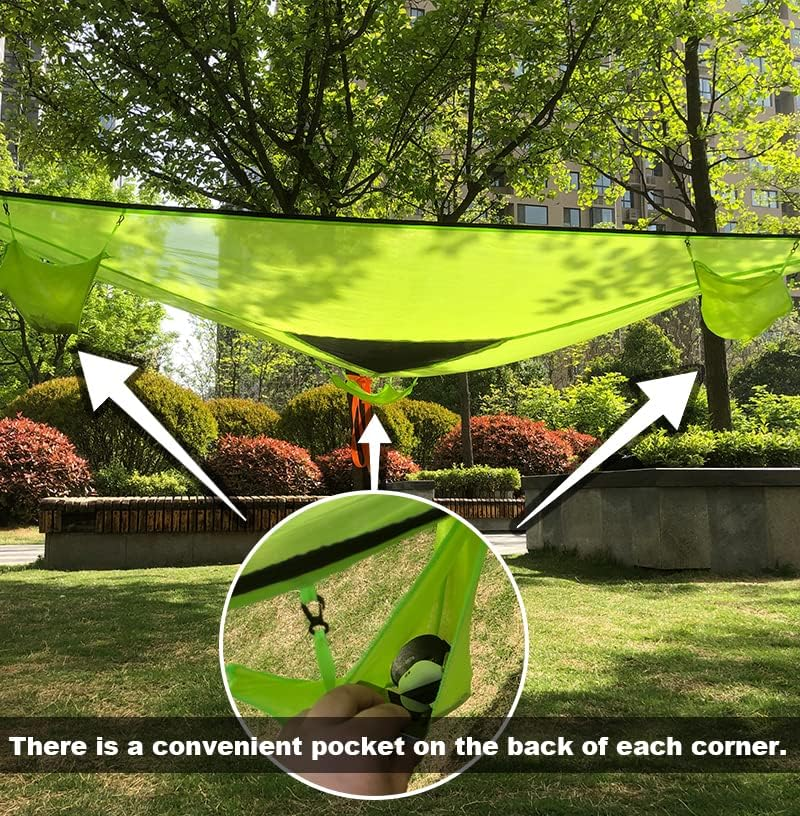 CEPTEN Hammock Triangle Outdoor Multiplayer Mesh Hanging Bed Easy Installation Nap Picnic Blossom Viewing Family Travel Goods... (157 * 157 * 157Inch, Black) image number 3