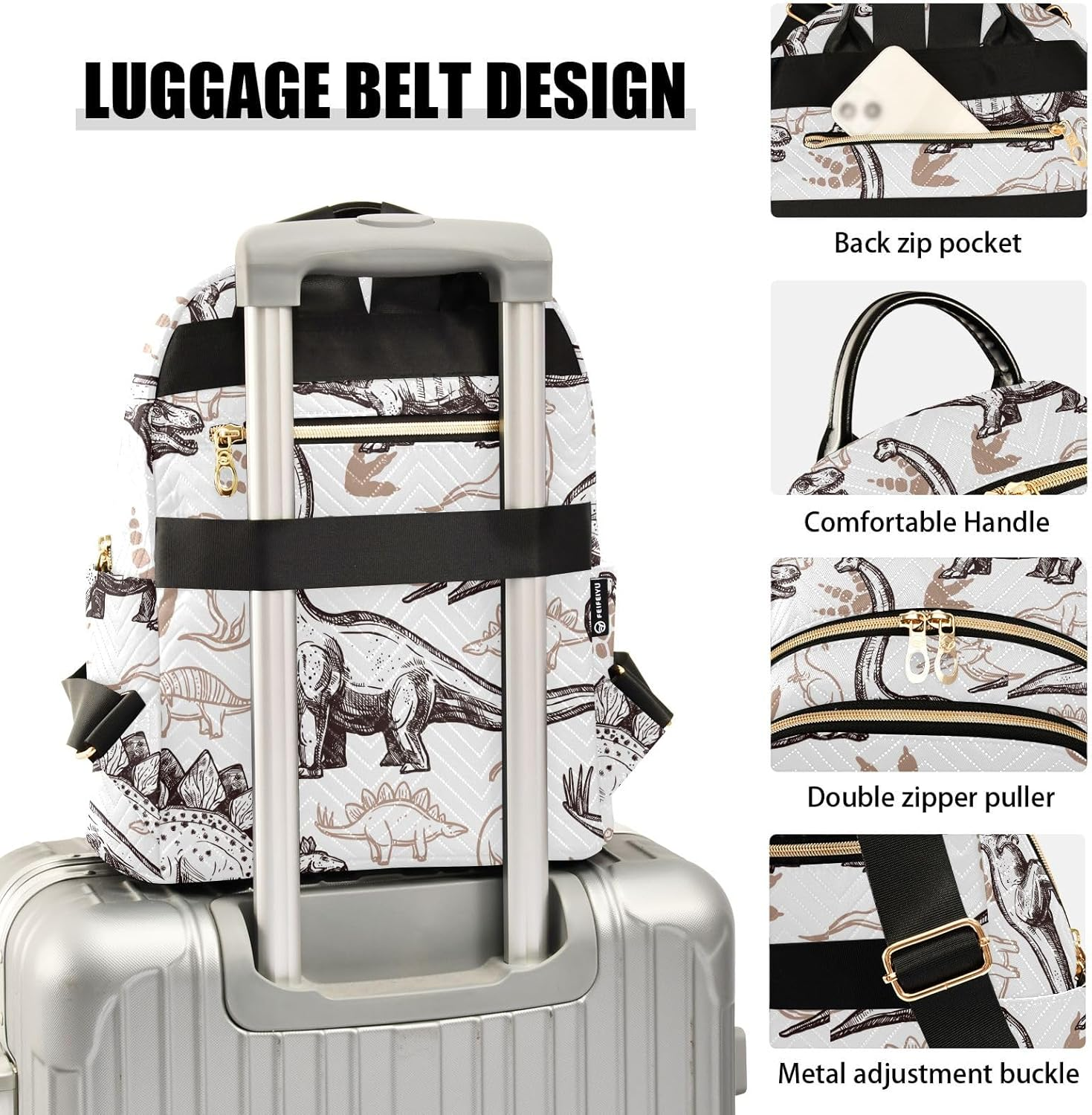 Mini Backpack Purse for Women Lightweight Girls Small Size Animal Dinosaurs Pattern School Teens College Traveling image number 5