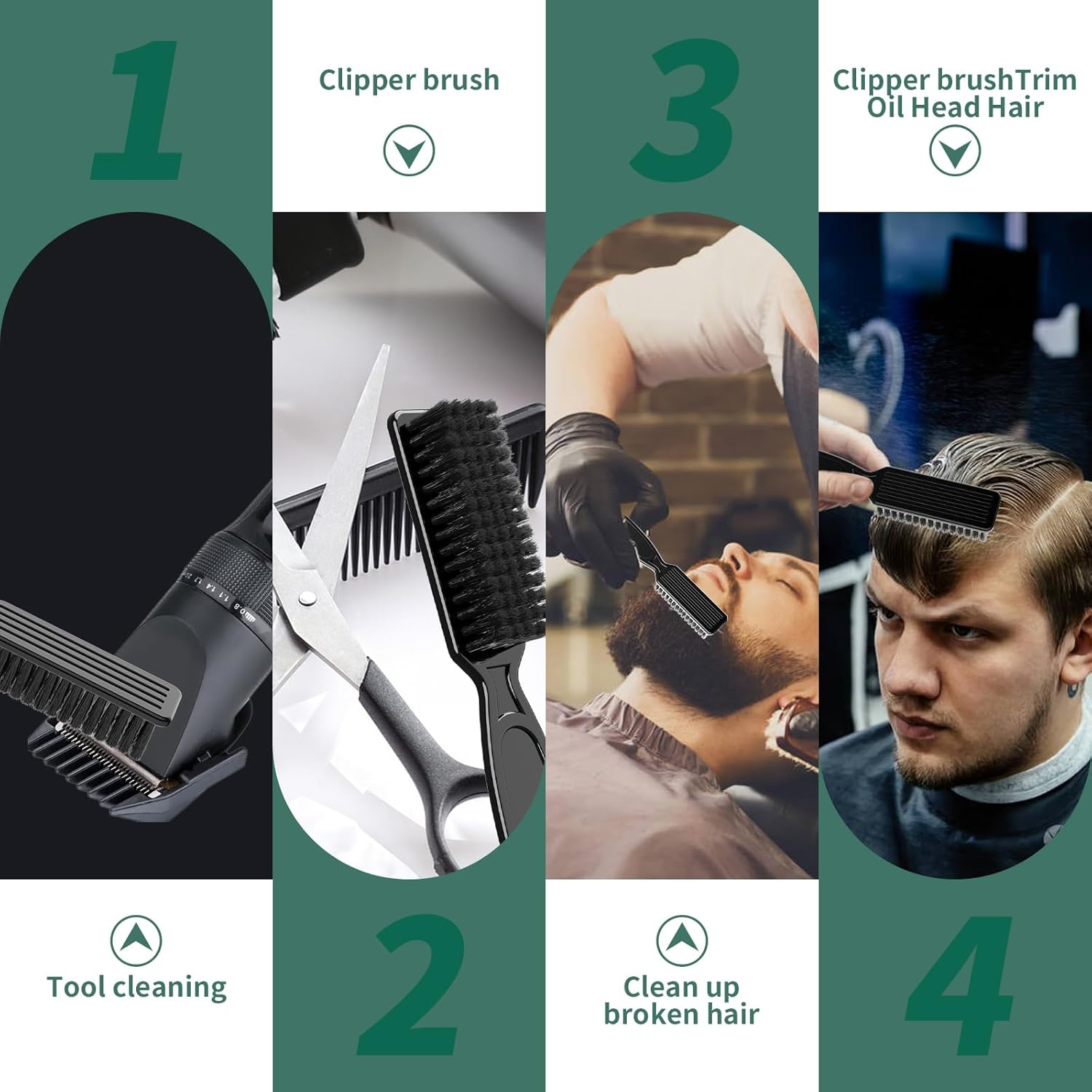 SQULIGT 6 Pcs Barber Clipper Brush Blade Trimmer Cleaning Brush Set Duster Manicure Nylon Brush Hair Styling Brush Tool (Black) image number 6