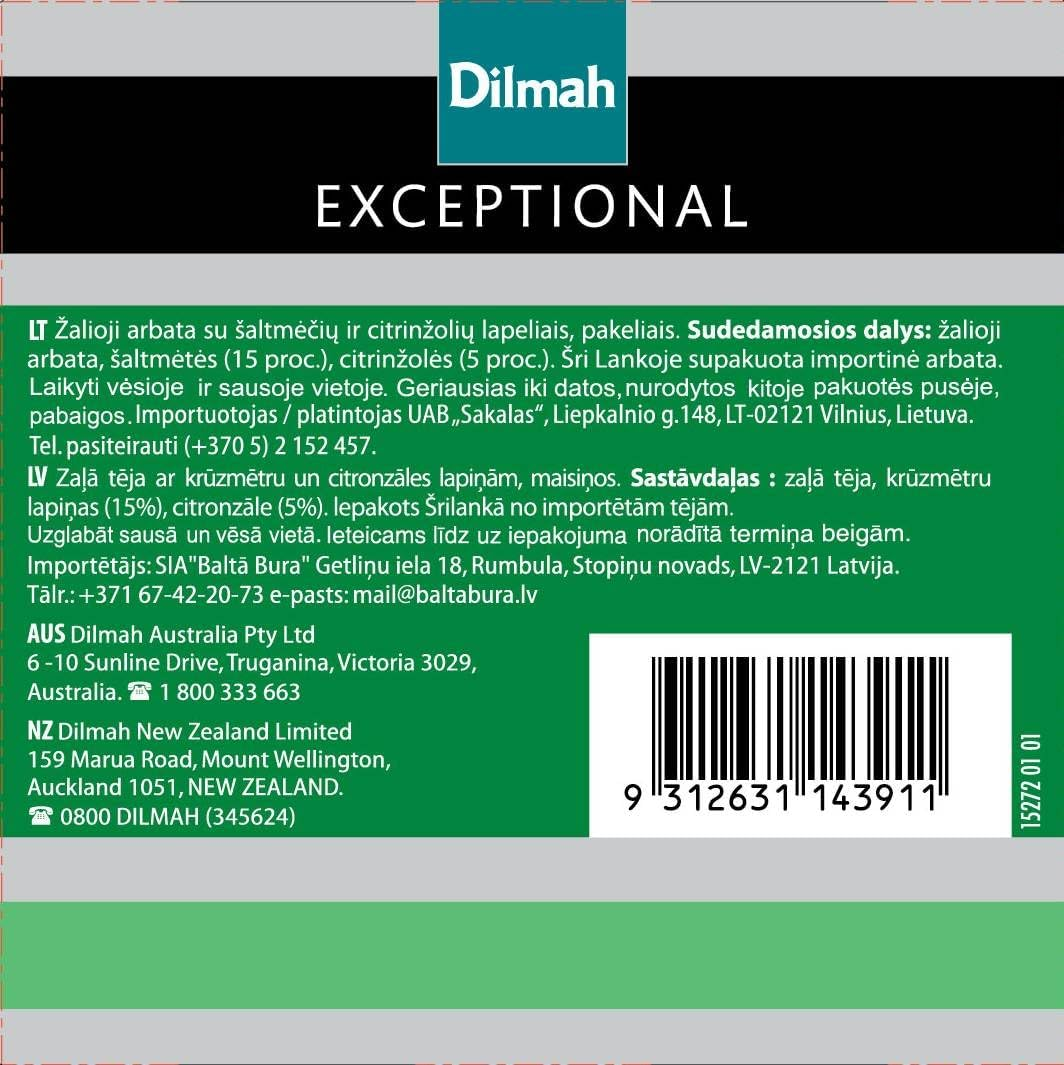 Dilmah Exceptional Gentle Minty Green, 40 Grams