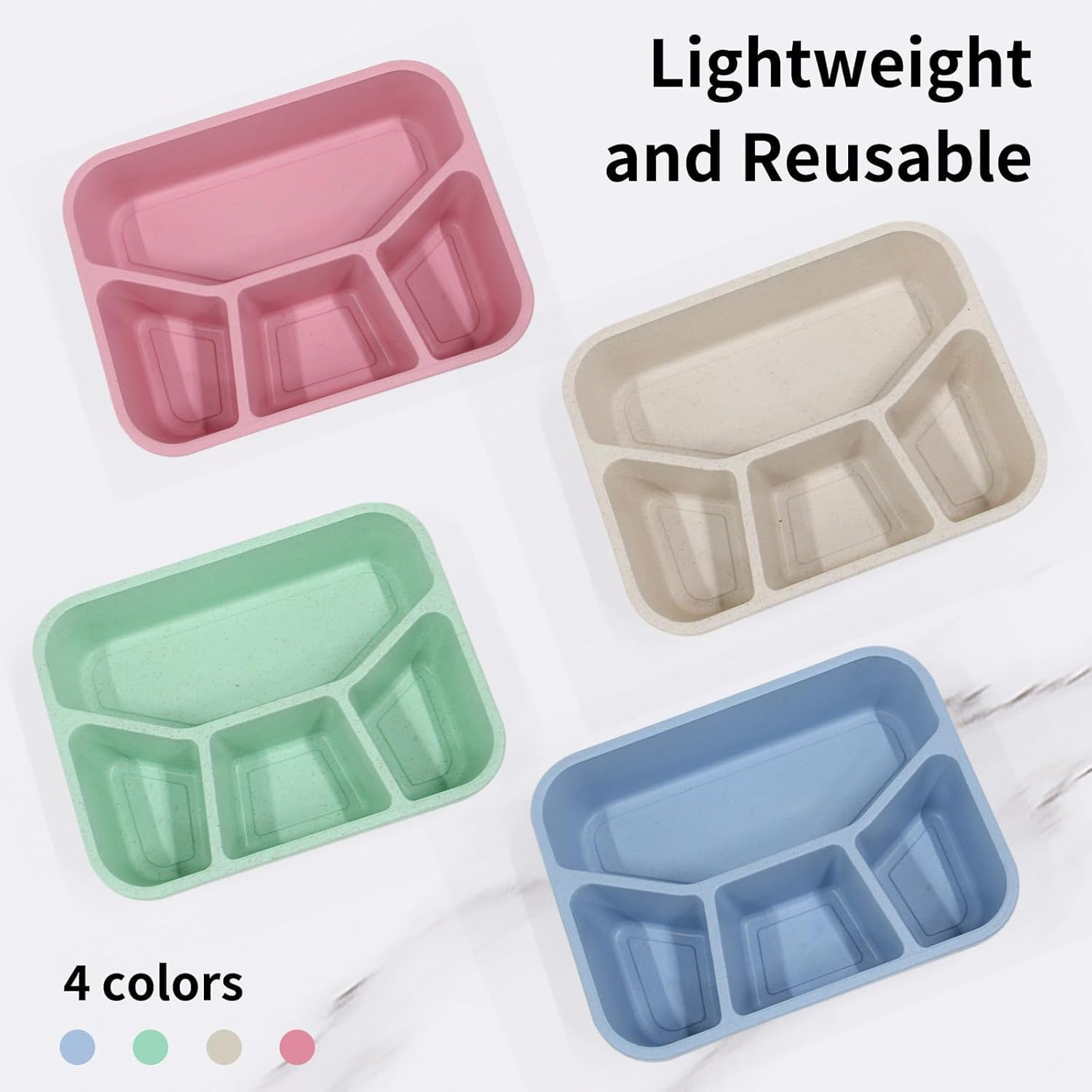 Bento Box Adult Lunch,Bento Lunch Box, 4 Pack, 4 Compartment Meal Prep Container for Kids, Reusable Food Storage Snack Containers Stackable School, Work, and Travel image number 2