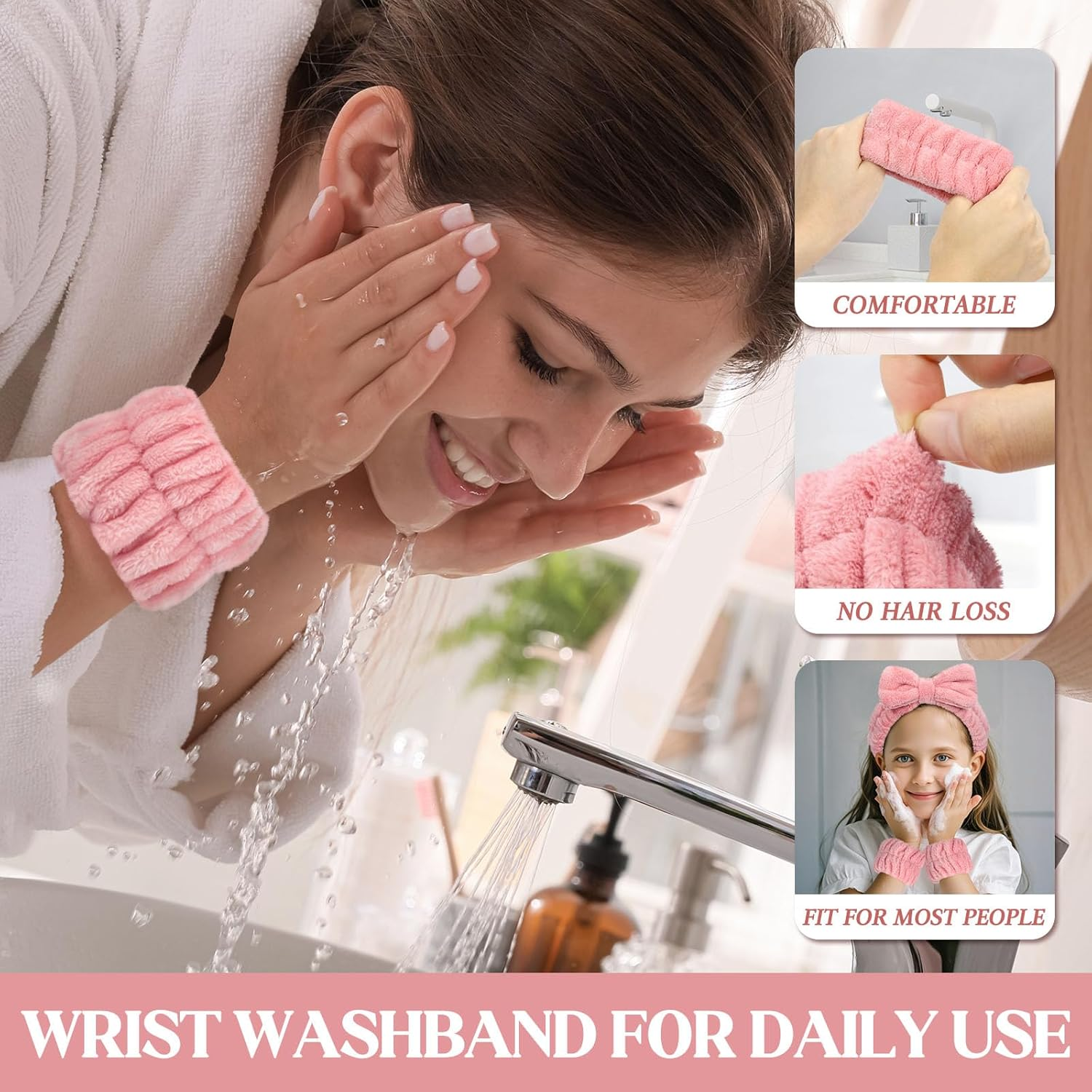 Crosize Women'S Wrist Towels for Face Washing, Microfiber Spa Wash Bands, Absorbent Sweatbands, 6PCS image number 6