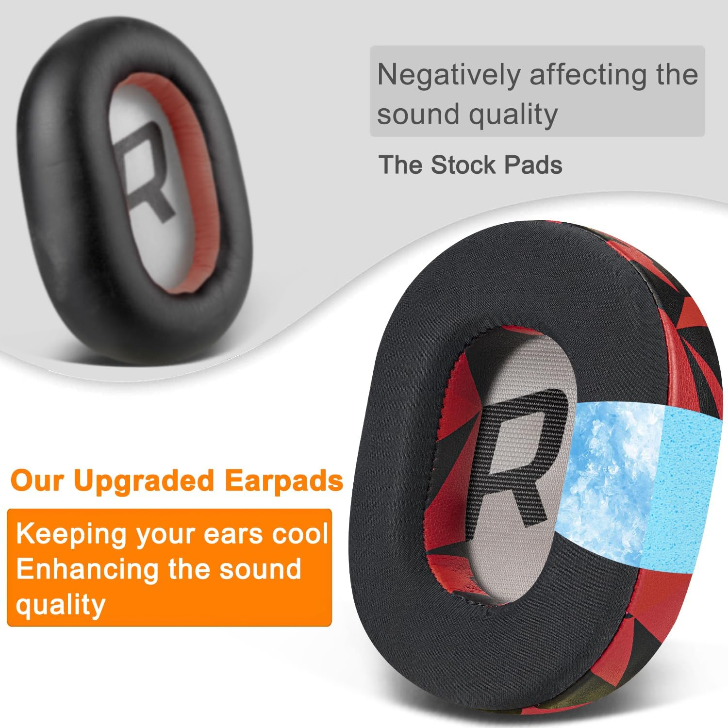 SOULWIT Cooling Gel Earpads Replacement for Plantronics Backbeat Pro 2, Voyager 8200 UC Headphones, Ear Pads Cushions with High-Density Noise Isolation Foam (Red Storm) image number 1