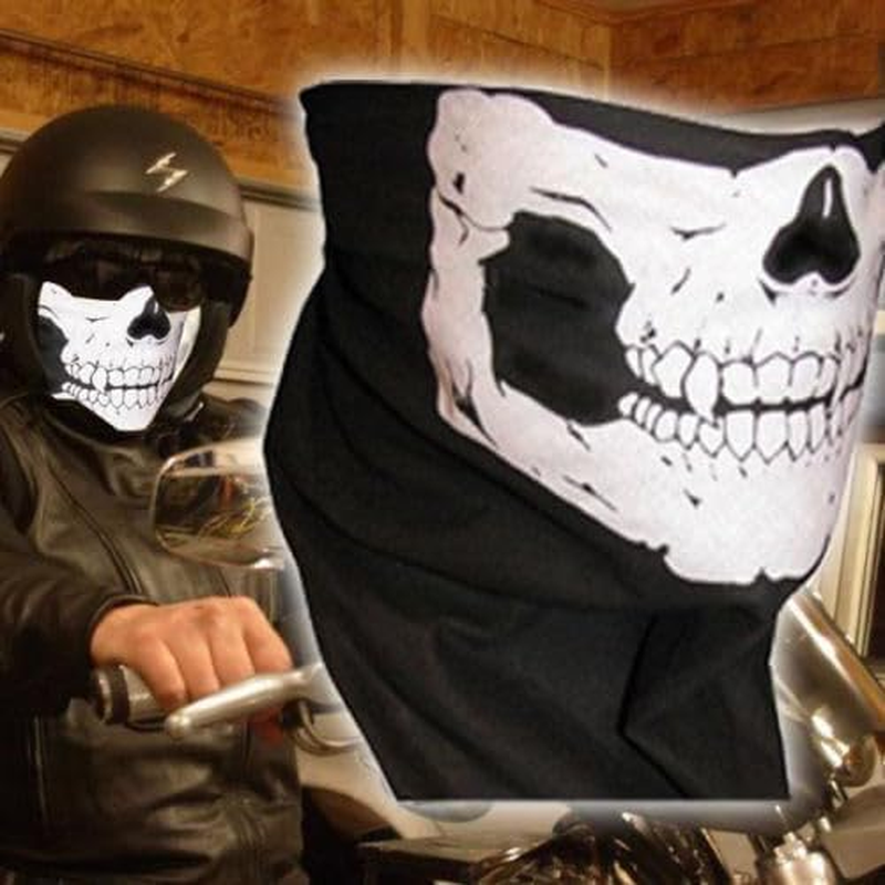 TDR Skull Face Mask for Bike Motorcycle, Helmet, Snowboard, Hunting, Costume Ski Mask, 100% Polyester Microfiber, Washable, Black/White