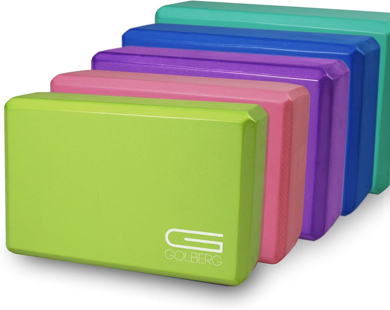 Golberg Foam Yoga Block &ndash; for Fitness, High Intensity Support and Improving Strength or Flexibility Pink/Green/Dark Green/Purple/Blue &ndash; 1/2/4 Pack - 1 Pack - Blue image number 7