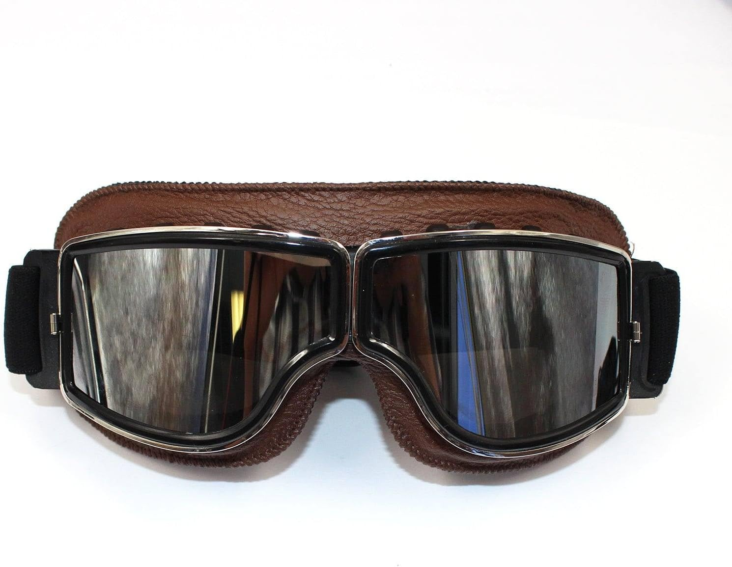TDR WWII Style Aviator Goggles - Adjustable, Windproof, Safety Enhanced, UV Protection, anti Fog for Motorcycle, Skiing, and Snowboarding, Fits Adults and Teens (Brown) image number 1