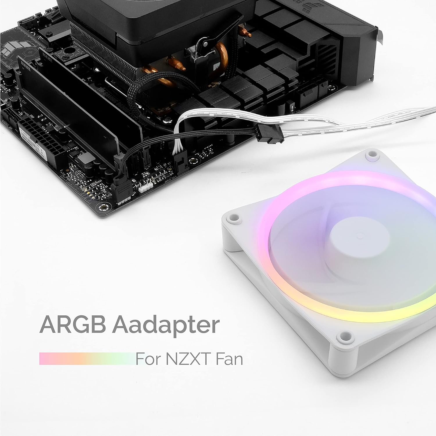 EZDIY-FAB ARGB LED Adapter for NZXT Fan, F120 AER RGB Fan, No NZXT CAM Hub Required, Compatible to Aura Fusion Mystic Light, Two in Pack