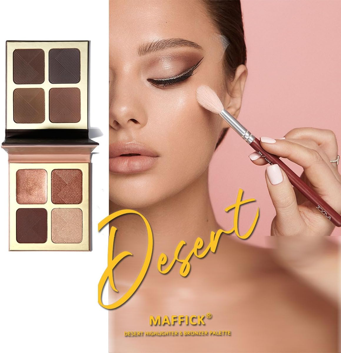 Maffick Highlight and Contour Palette: Nose, Face & Eye Shadow Compact for Sculpting, Illuminating, and Beautifying the Skin Tone (01) image number 6