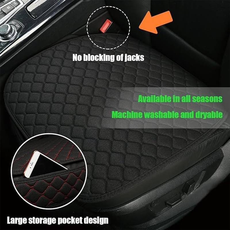 Car Front Seat Cover Cushion Pad with Storage Pocket,1Pc Car Seat Front Pad Auto Front Seat Protector Pad with Storage Pocket,Front Bottom Seat Protector Pad Car Seat Cover with Storage Pocket,Black image number 5