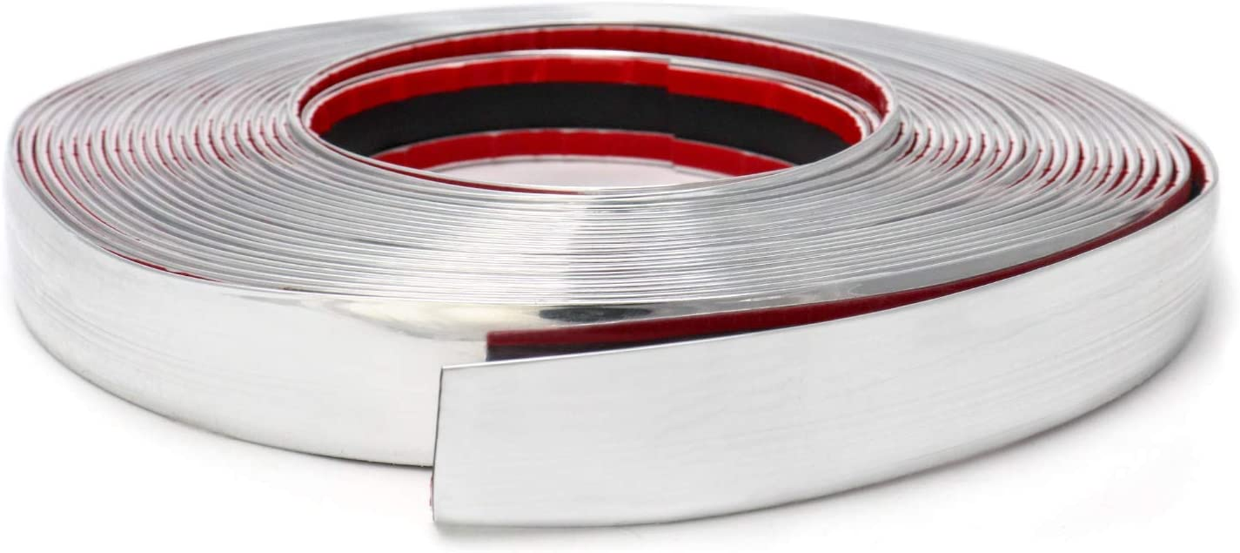QWORK 1" Wide 40 Feet Chrome Molding Trim, Car Auto Truck Side Exterior Edge Lip Protect Sticker DIY Exterior Decoration for Bumper Door Guard Protection, Car Scratchproof