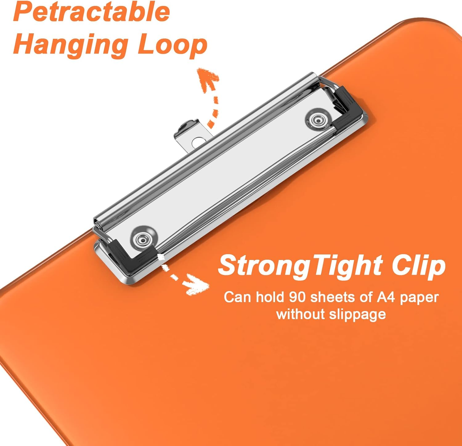 Rimilak 8.5 X 11 Plastic Clipboards Set of 2, Low Profile Metal Clip, Translucent Board, 12.5 X 9 in Letter Size, Office Supply, Back to School, Orange image number 5