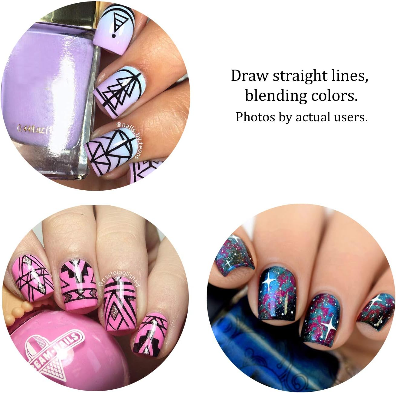 Winstonia Super Fine Nail Art Brush Set for Thin Lines, Tiny Details, Fine Drawing, Delicate Coloring. 3 Pcs Brushes Kit - BERRY WINE image number 2