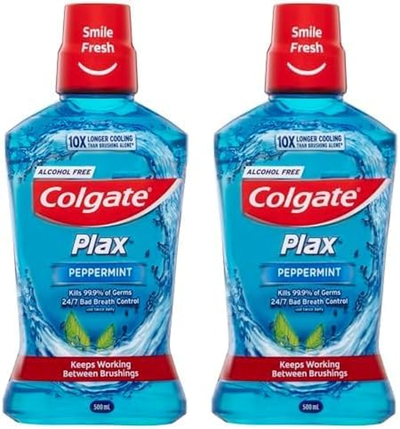 Colgate Plax Antibacterial Mouthwash 500Ml, Peppermint, Alcohol Free, Bad Breath Control