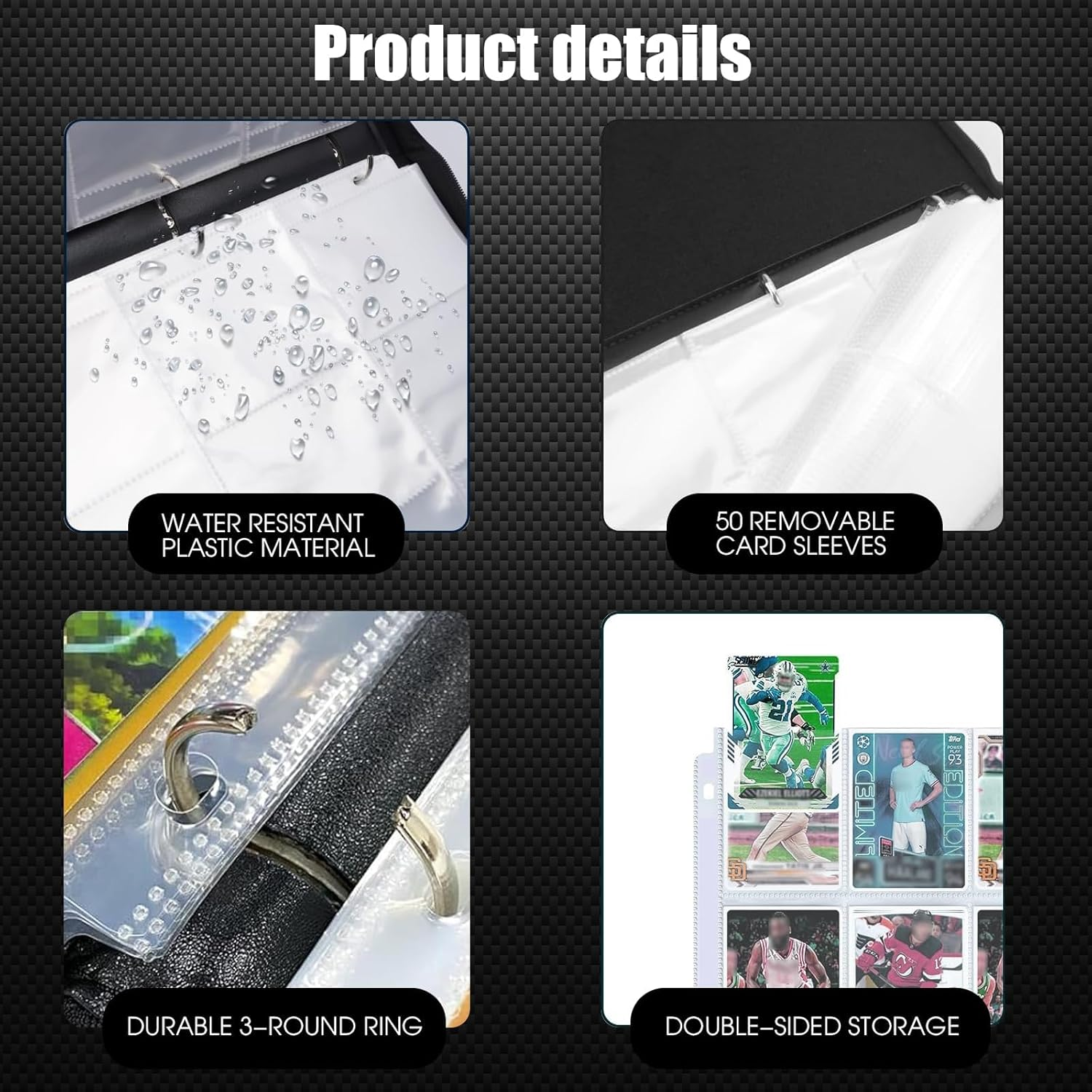 9 Pocket Card Binder, Premium Zip Trading Card Binder, 900 Double Sided Pocket PU Collection, Collector Album, Card Folder for MTG, TCG, Sports Cards,