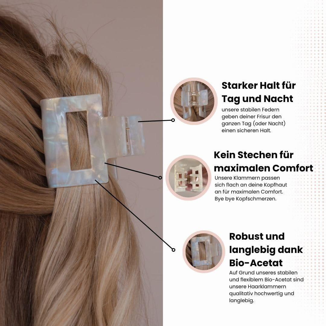 CLAIDE Wilma Hair Claw Made of Organic Acetate - Women'S Hair Clip without Piercing with Strong Hold for Day and Night