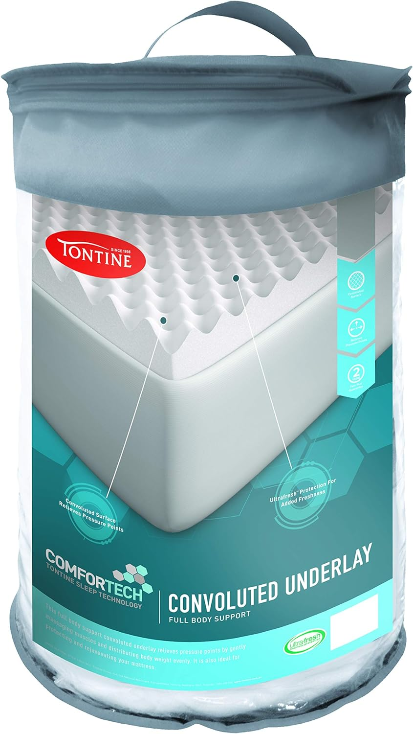 Tontine Comfortech Full Body Support Convoluted Foam Underlay, Double &ndash; Relieves Pressure Points and Supports Muscles &ndash; Ultrafresh Treated for Lasting Freshness &ndash; 2-Year Guarantee image number 2