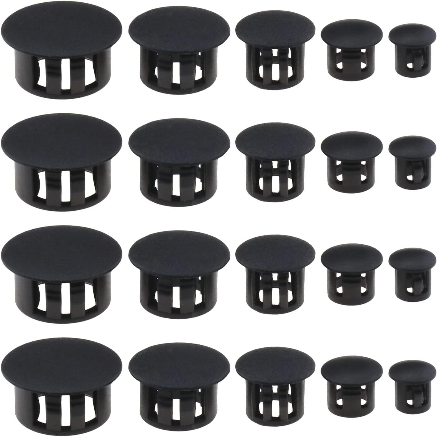 100Pcs Plastic Hole Plug Replacement Flush Type Hole Plugs Snap Furniture Fencing Post Pipe Insert End Caps Accessories round Snap in Type Locking for Cabinets Window Frames (White)