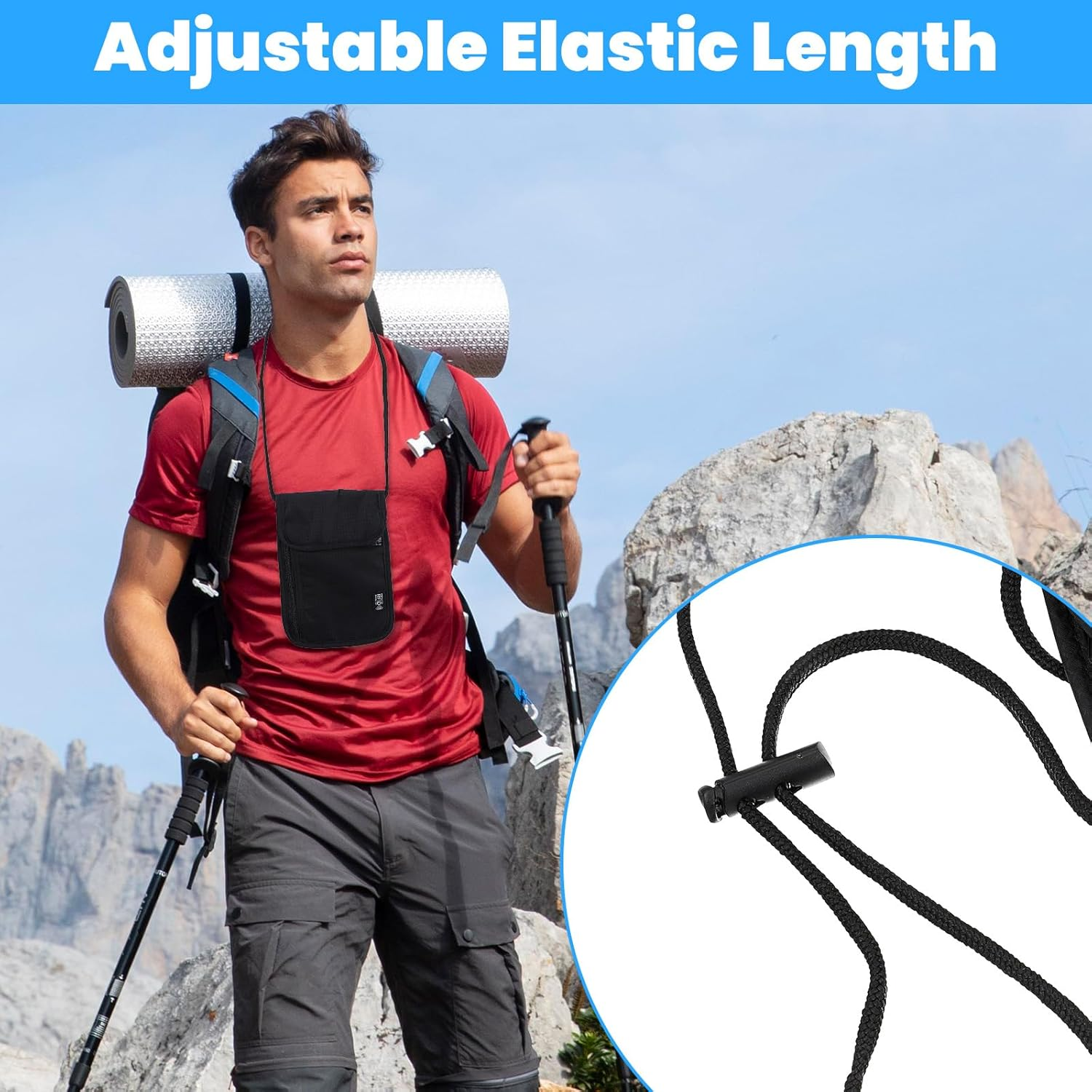 Hpmjz Neck Pouch with RFID Protection Anti-Theft Unisex Travel Purse Waterproof Shoulder Bag Soft Hidden Chest Pocket for Passport Credit Cards Smartphone Coins Documents Accessories image number 1