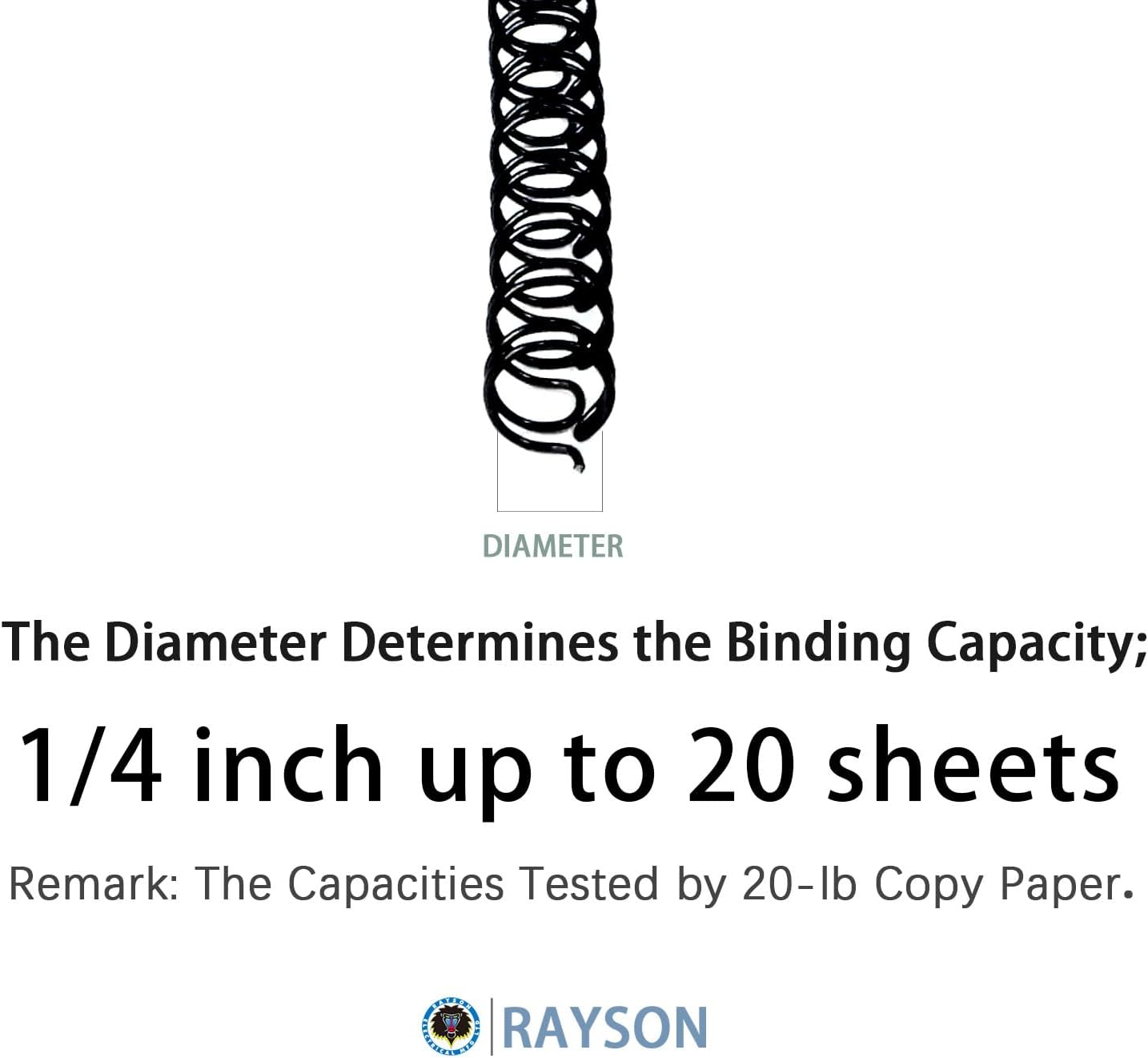 Rayson Double Loop Binding Wires 1/4 Inch - 3 to 1 Pitch Wire Binding Capacity 20 Sheets, 11 Inch Length, 32-Loop Black Wire Ring Pack of 100 to Bind Reports and Projects image number 6