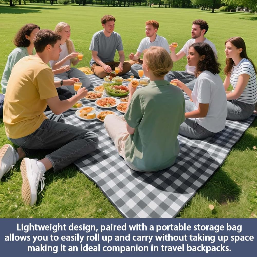 Picnic Blanket Waterproof Extra Large, Foldable Beach Mat Portable Picnic Rug, Multi-Purpose Camping Rug, for Garden, Balcony, Backyard, Beach (Blue, 200X200Cm) image number 5