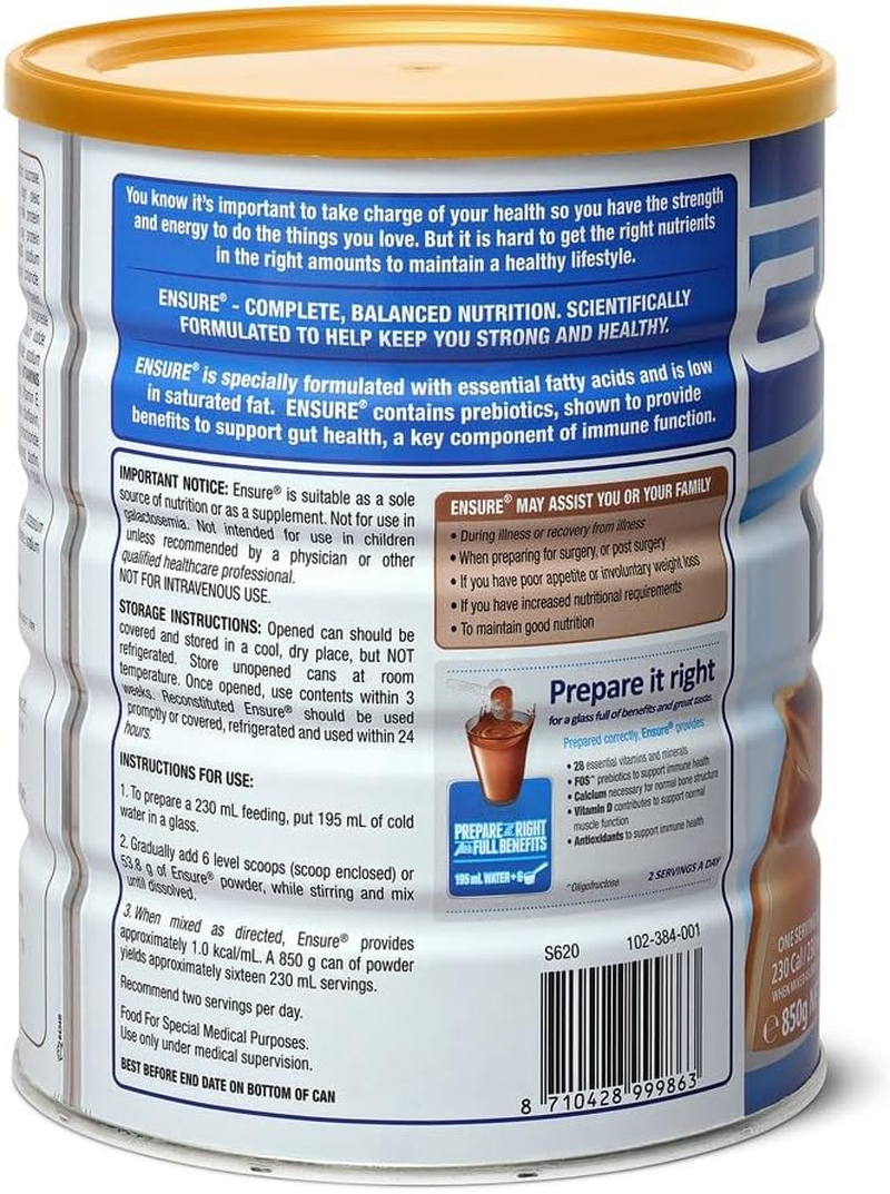 Ensure New Chocolate Flavour Nutritional Supplement Powder 850 G image number 1