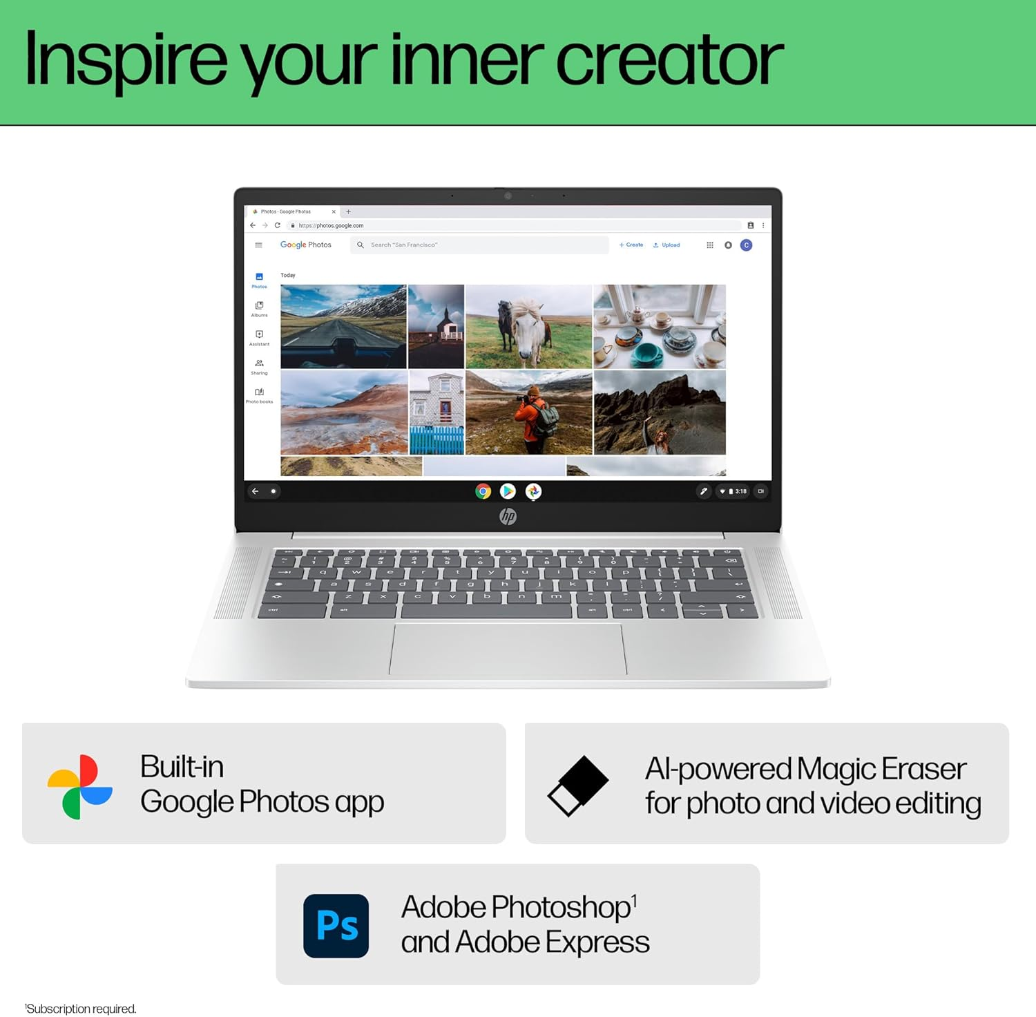 HP Chromebook 14A, 14-Inch HD Display, Intel Processor N100, 4GB RAM, 64GB Emmc, Intel UHD Graphics, Chromeos, Wi-Fi 6E, Bluetooth 5.3, Long Battery Life, Fast Charging, Glacier Silver, A1MT6PA image number 5