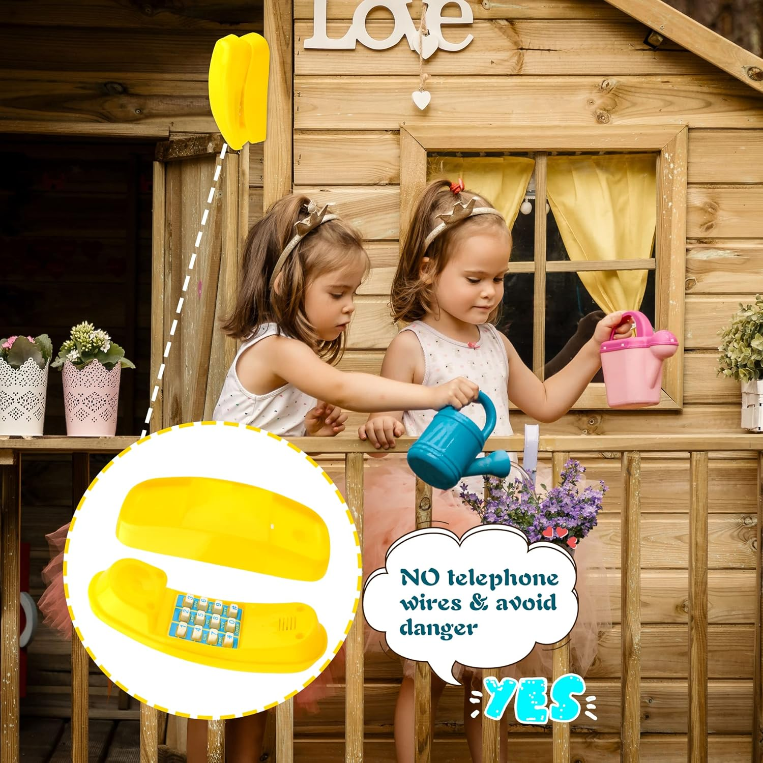 Swingset Phone Toys Playground Treehouse Phone Pretend Telephone Toy with Numeric Key for Kids Outdoor Playground Treehouse Jungle Gym Accessories (Yellow) image number 2