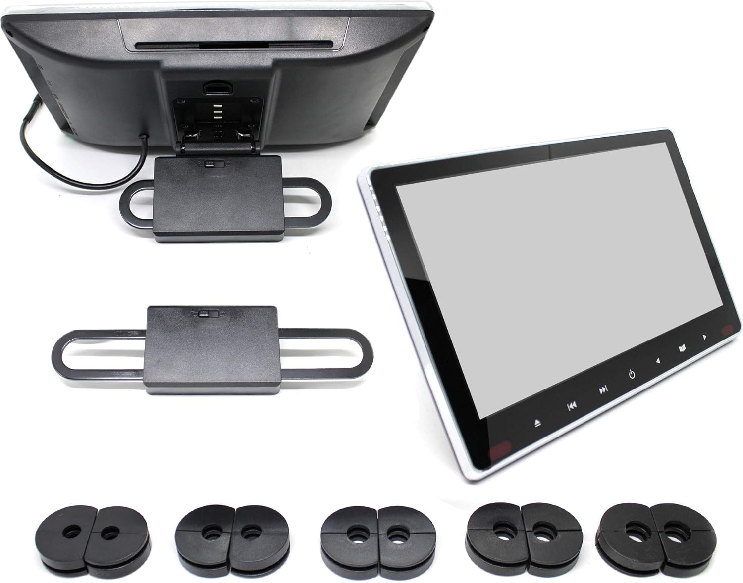 Elinz 11.6" Slim Active Car Headrest DVD Player 1080P HD Digital Monitor HDMI 9" 10", IR Headphone, Car Charger, DVD Sharing, Built-In Speakers image number 4