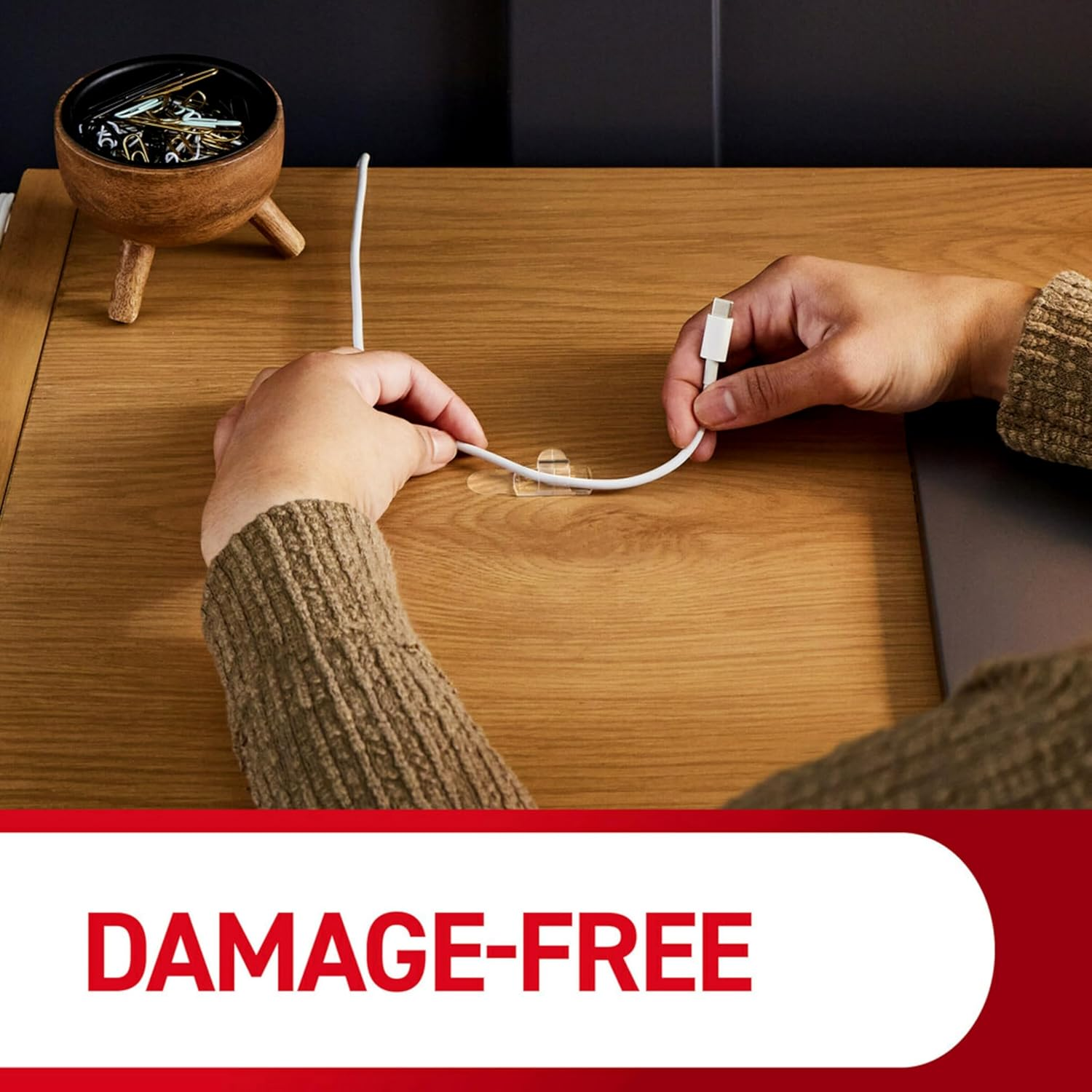 Command round Cord Clips, Clear, 10-Clip, 4-Pack (40 Clips Total) image number 5