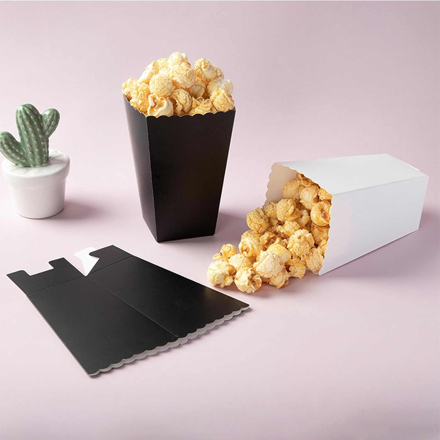 Black Popcorn Boxes Cardboard Popcorn Favor Containers,Pack of 24 - Black-24Pcs image number 4