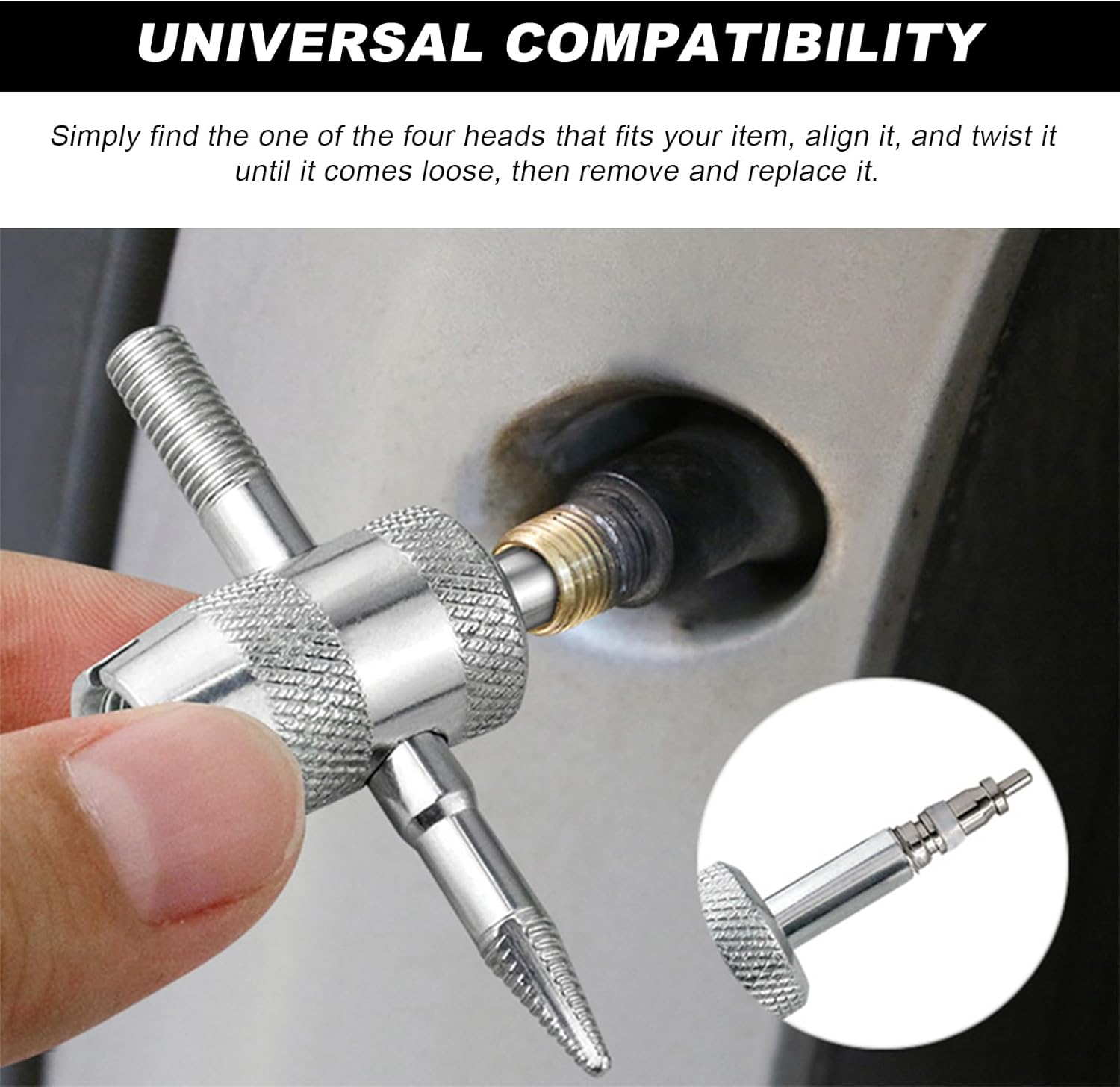 2PCS 4-Way Valve Core Tool Tire Valve Tools, 4-In-1 Tyre Valve Core Tool Tire Stem Core Wrench, Multifunctional Valve Stem Remover Tire Repair Tool for Car Motorcycle Bicycle - 2 Pcs image number 6