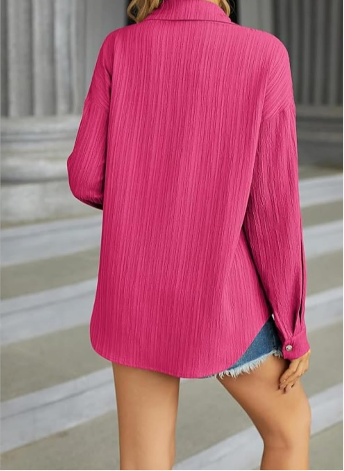 Womens'S Long Sleeve Work Blouses Tops with Pocket Button down Shirts Dress V Neck Casual Solid Long Sleeve image number 6