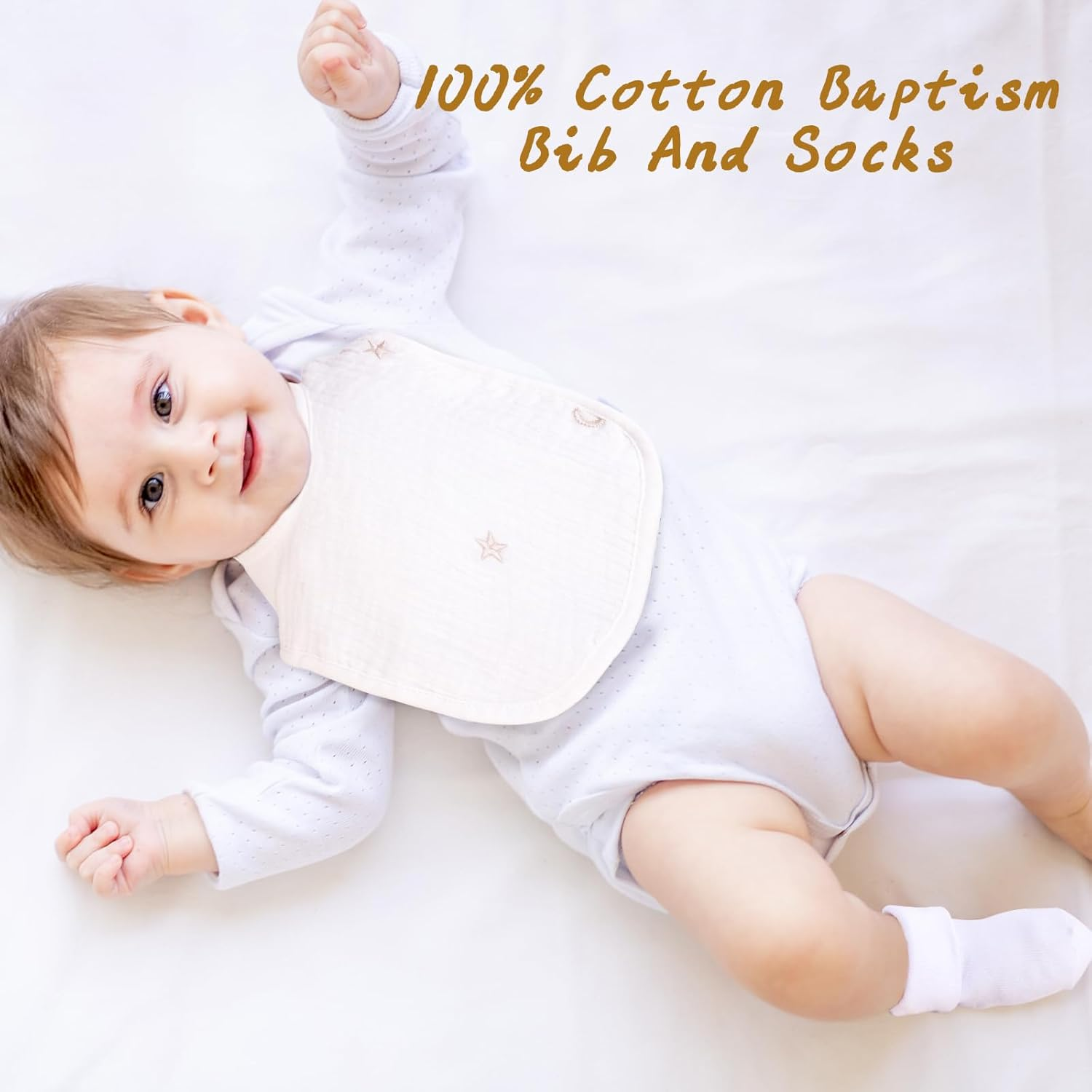 Baptism Gifts for Boys Girl First Communion Christening Gift for Boy Girls with Baby Blanket Baptism Card Picture Frame White Socks Bib image number 6