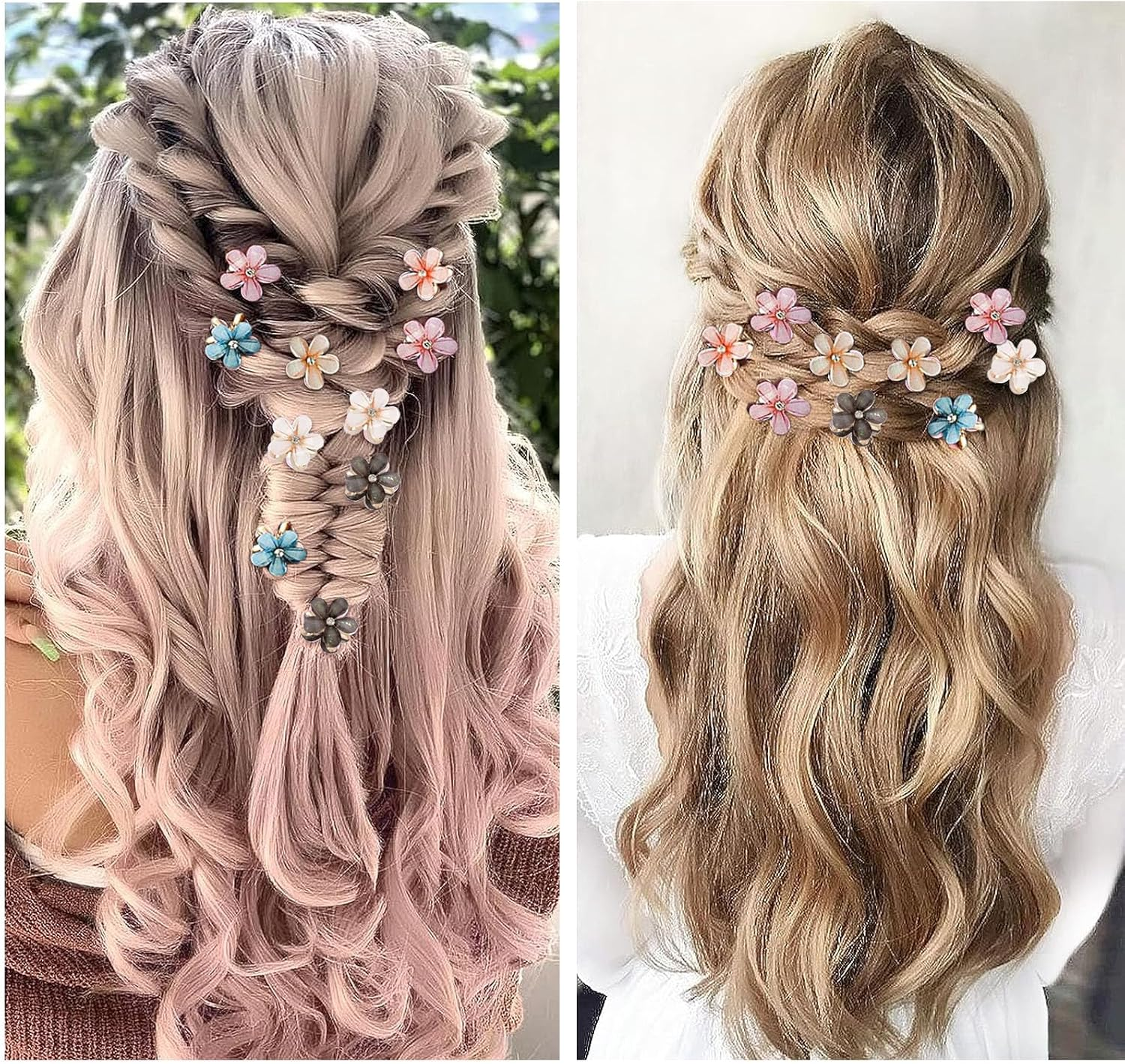 Rabbfit Pack of 12 Mini Diamond Hair Clips, Small Hair Clips, Flower Hair Clips Hair Accessories for Women, Girls, Cute Mini Hair Clips, Hair Clips for Photo, Everyday, Party, Wedding, Six Colours image number 2