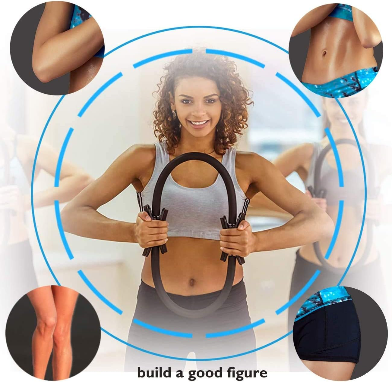 Pilates Ring, 15 Inch Pilates Magic Fitness Circle Yoga Circle with Soft Dual Grip Handles, Home Workout Exercise Equipment for Weight Loss, Toning and Sculpting Thigh, Abs, Legs, Arms, Hip