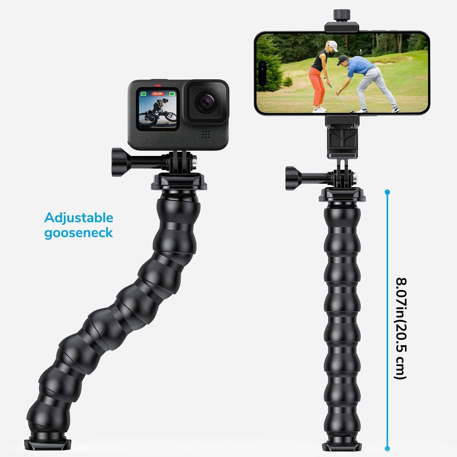 Sametop Phone Holder Clamp Mount Gooseneck Clip Cell Phone Stand for Desk Pole Compatible with Iphone 16 15 14 Pro Max plus 13 12 11 SE XS XR X 8 7 6 Samsung Gopro and All 4-7" Devices image number 3