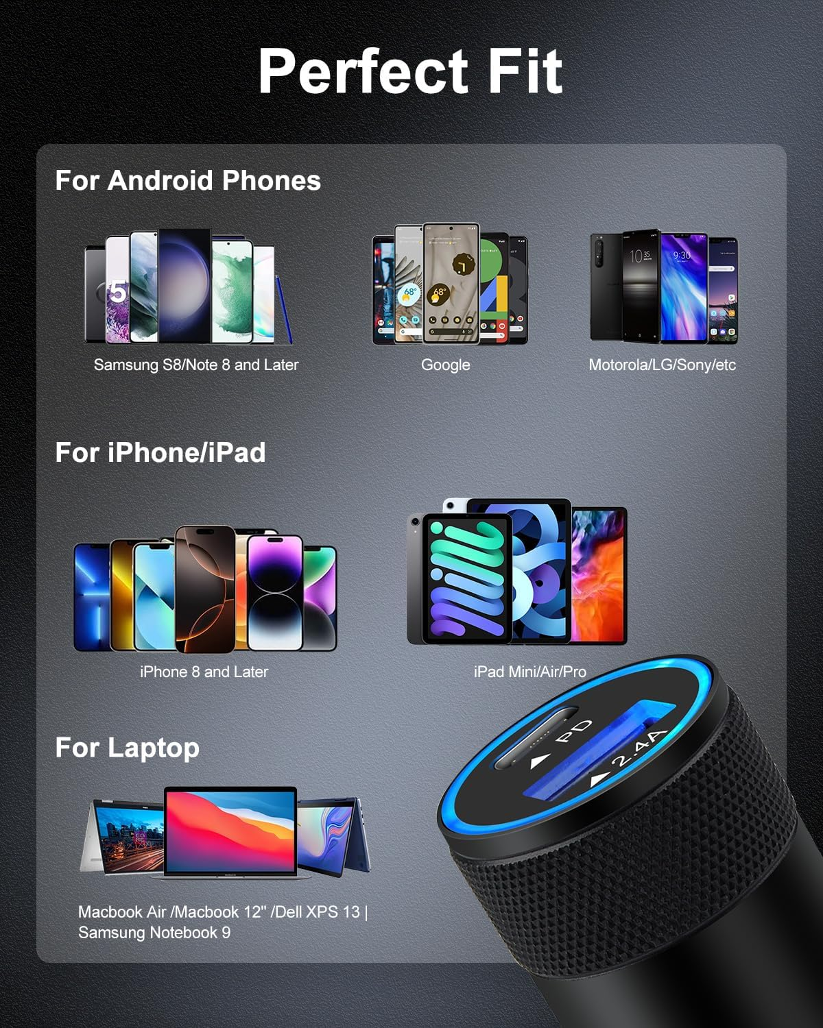 30W USB C Car Charger, [2Pack] PD 3.0 Fast Charge Dual Port USB Type C and 2.4A USB a Cargador Carro Lighter Adapter Base for Iphone 16, Ipad, Galaxy S25, LG, Google Pixel GPS, Z Play Droid, Motorola - Green image number 6